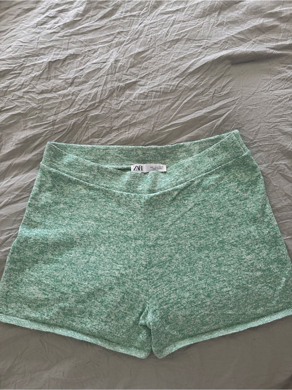 Zara Mint Green Heather Knit Bike Shorts